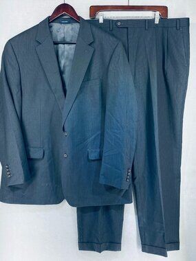 Ralph Lauren Suit Mens 48L Gray Wool 2 Piece Pinstripe Pants 42x33 Wedding